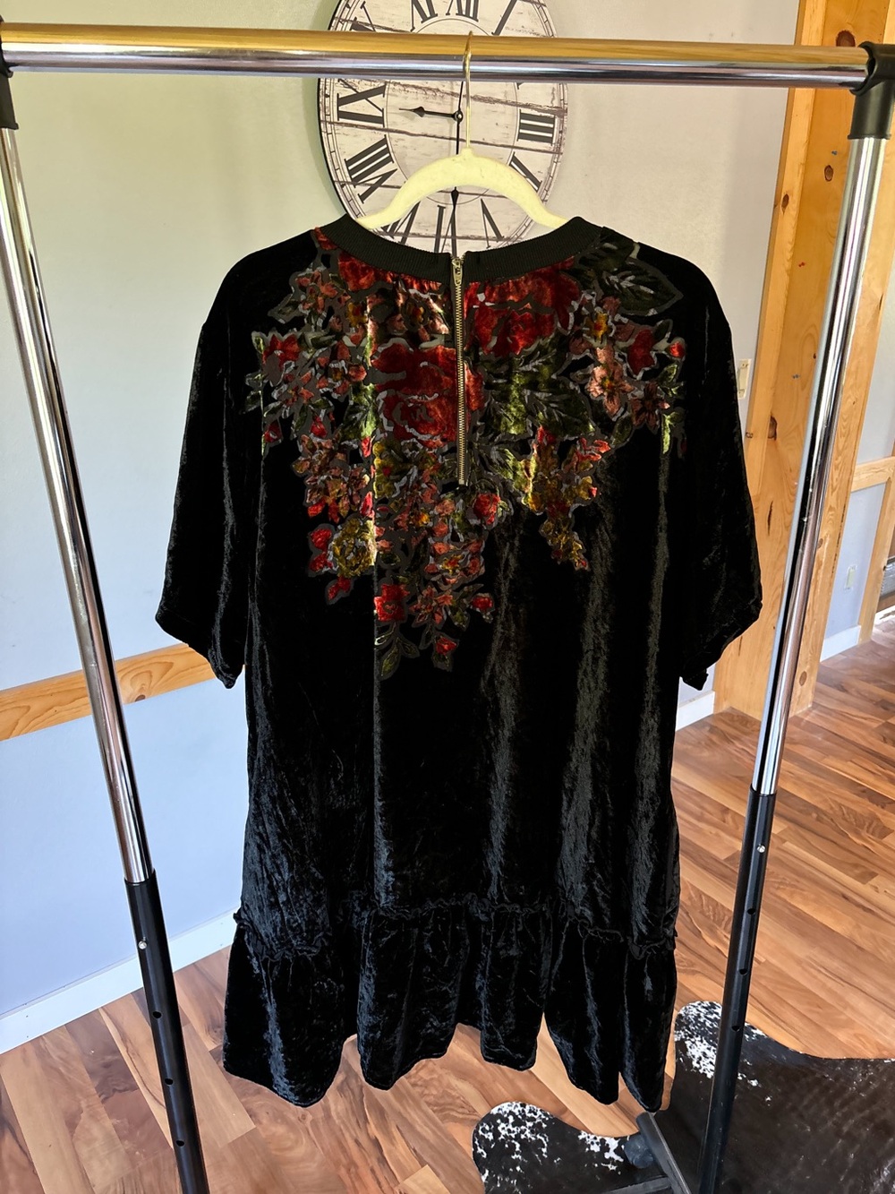 Free People Bohemian Black Floral Velvet Dress - Picture 7 of 7